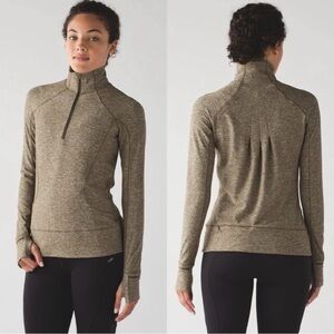 Lululemon Rush Hour 1/2 Zip Pullover Heathered Military Green Sz 4